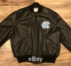 North Carolina Tar Heels UNC Vintage DeLong Zip Up Leather Jacket Mens 46 Large