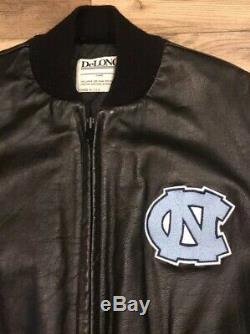 North Carolina Tar Heels UNC Vintage DeLong Zip Up Leather Jacket Mens 46 Large