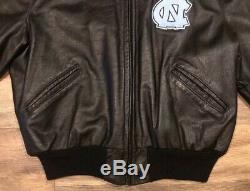 North Carolina Tar Heels UNC Vintage DeLong Zip Up Leather Jacket Mens 46 Large