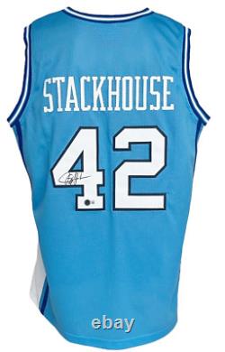 North Carolina Tar heels Jerry Stackhouse Autographed Pro Style Jersey BAS Au