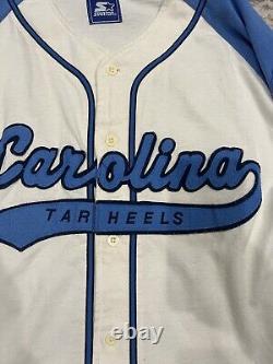 North Carolina Tarheels Throwback Baseball Script Starter Jersey Sz Large UNC