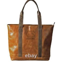 North Carolina Tarheels UNC Tote Two-Tone Tan Leather Tote Bag
