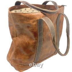 North Carolina Tarheels UNC Tote Two-Tone Tan Leather Tote Bag