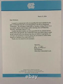 RARE SIGNED Tar Heels North Carolina Basketball Coach ROY WILLIAMS Letter UNC