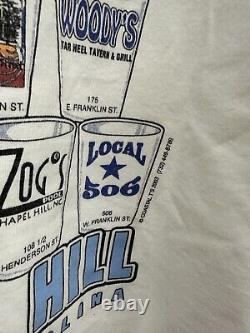 RARE VTG Chapel Hill UNC Nightlife Bars Hillsborough Tar heels T-Shirt Size XL
