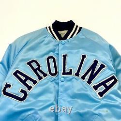 RARE VTG UNC Chapel Hill Tar Heels Satin Jacket Carolina Blue Spellout USA Quilt
