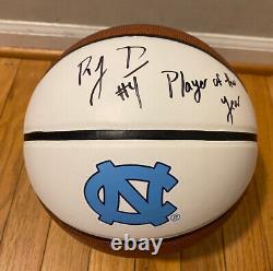 RJ DAVIS SIGNED NORTH CAROLINA TAR HEELS LOGO FULL SIZE BASKETBALL COA With INSCR