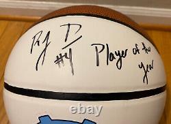 RJ DAVIS SIGNED NORTH CAROLINA TAR HEELS LOGO FULL SIZE BASKETBALL COA With INSCR