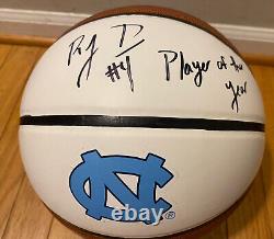 RJ DAVIS SIGNED NORTH CAROLINA TAR HEELS LOGO FULL SIZE BASKETBALL COA With INSCR