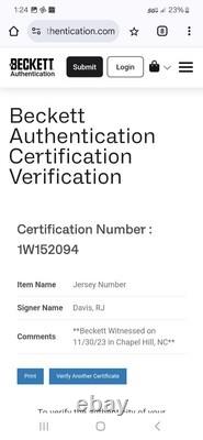 RJ Davis North Carolina Tar Heels Signed Auto Jersey Beckett Certified