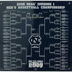 Roy Williams UNC Tar Heels Signed Final Four Floor Piece & 2009 NCAA Bracket