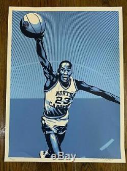 Shepard Fairey Signed Michael Jordan UNC Tar Heels Print COA Upper Deck