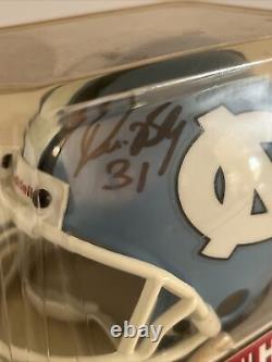 Signed Riddell NCAA UNC Tar Heels mini football helmet Collectible