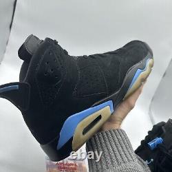 Size 13 Jordan 6 Retro Tar Heels, UNC 2017 384664 006 Black Suede Light Blue