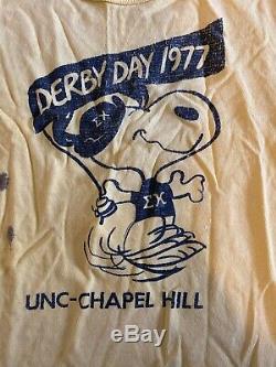 Snoopy t shirt Vtg 70s 1977 Derby Days Chapel Hill UNC M Tarheels Champions