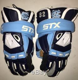 UNC North Carolina Tar Heels #32 Game Used Worn Lacrosse Gloves STX ASSAULT