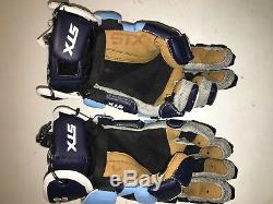 UNC North Carolina Tar Heels #32 Game Used Worn Lacrosse Gloves STX ASSAULT