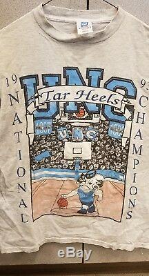UNC Tar Heels 1993 Championship Graphic Design T Shirt Size Large Vintage