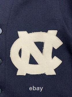 UNC Tar Heels King Sportswear Vintage 1950s Signed Wool Blue Button Cardigan USA