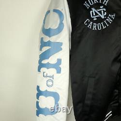 UNC Tar Heels NCAA Mitchell & Ness Satin Varsity Jacket L Large Black White NWT