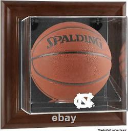 UNC Tar Heels Present Logo Brown Framed Wall-Mountable Basketball Display Case