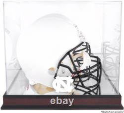UNC Tar Heels Team Logo Mahogany Base Helmet Display Case with Mirrored Back