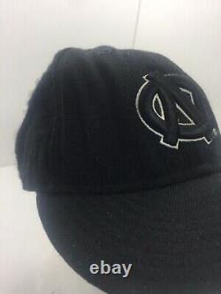 VINTAGE UNC North Carolina Tar Heels Fitted Cap Hat, 7 1/2 Black White logo