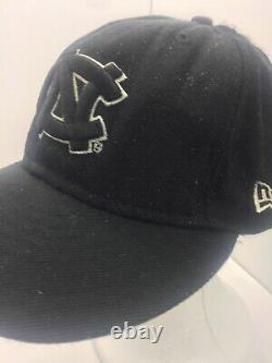 VINTAGE UNC North Carolina Tar Heels Fitted Cap Hat, 7 1/2 Black White logo