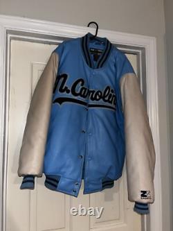 VINTAGE Z Sports 1990s UNC Tar Heels N. Carolina 100% Leather Jacket Size Medium
