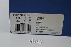 VNDS Reebok Pump Omni Lite UNC Tarheels White/Rivet Grey/Carolina Blue Rare 10