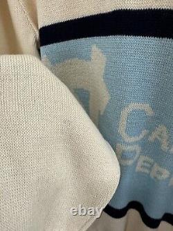 VTG 80s UNC Carolina Tar Heels Pep Band Color Block Knit Acrylic Sweater Size L