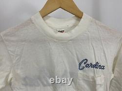 VTG 80s UNC Tar Heels Carolina Pocket Sleeve Graphic T-Shirt Size S USA