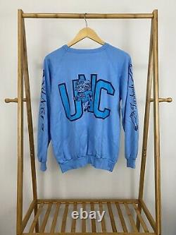 VTG 80s UNC Tar Heels Rameses Carolina Raglan Sleeve Graphic Thin Sweatshirt L