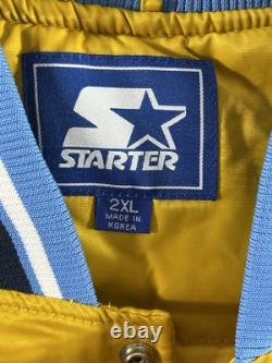 VTG 90s UNC Tar Heels Starter Satin Bomber Jacket Rare NCAA Basketball Flawed