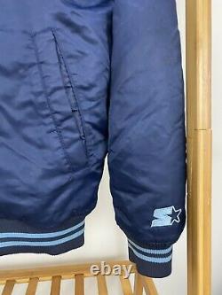 VTG Starter UNC Tar Heels Big Spellout Satin Bomber Jacket Size L