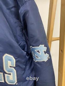 VTG Starter UNC Tar Heels Big Spellout Satin Bomber Jacket Size L