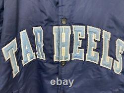 VTG Starter UNC Tar Heels Big Spellout Satin Bomber Jacket Size L