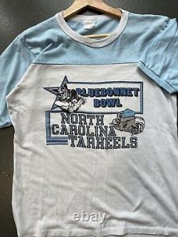 VTG UNC Tar Heels 1980 Bluebonnet Bowl Thin Two Tone T-Shirt Size M