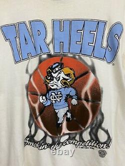 VTG UNC Tar Heels Rameses Smokin' The Competition T-Shirt Size L USA