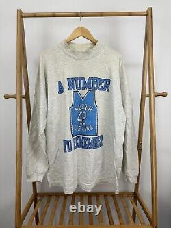 VTG UNC Tar Heels jerry Stackhouse #42 Number TO Remember Long Sleeve T-Shirt XL