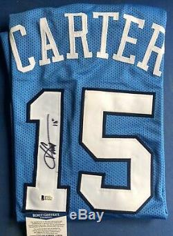 Vince Carter Autographed UNC Tar Heels Custom Blue Basketball Jersey, BAS COA