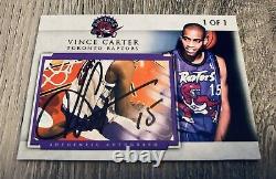 Vince Carter Toronto Raptors Unc Tarheels Dunk Signed Custom Cut Auto Card #1/1