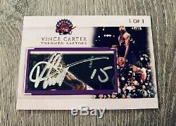 Vince Carter Toronto Raptors Unc Tarheels Dunk Signed Custom Cut Auto Card #1/1