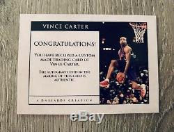 Vince Carter Toronto Raptors Unc Tarheels Dunk Signed Custom Cut Auto Card #1/1