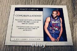 Vince Carter Toronto Raptors Unc Tarheels Dunk Signed Custom Cut Auto Card #1/1