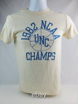 Vintage 1982 UNC Champs T-Shirt Tar Heels Single Stitch MJ Size Small Off-white