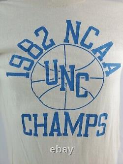 Vintage 1982 UNC Champs T-Shirt Tar Heels Single Stitch MJ Size Small Off-white