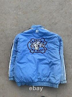 Vintage 80s 90s UNC Tarheels NC M Starter Jacket Full Zip Hooded Coat