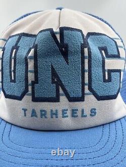 Vintage 80s UNC Tarheels Snapback Trucker Hat Mesh Back Spellout Made in USA