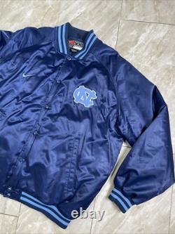 Vintage 90s Nike North Carolina UNC Tar Heels Satin Bomber Jacket Men's Size XXL